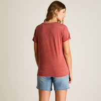 Polera Terracota Manga Corta Elasticidad Media Sin Forro Calce Normal