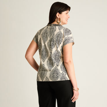 Polera Arena Manga Corta No Elasticado Sin Forro Calce Normal