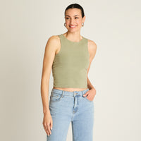 Polera Oliva Sin Mangas Fit Ajustado