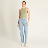 Polera Oliva Sin Mangas Fit Ajustado