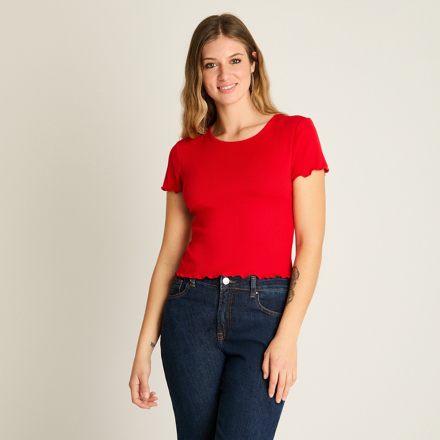 Polera Roja Básica Manga Corta