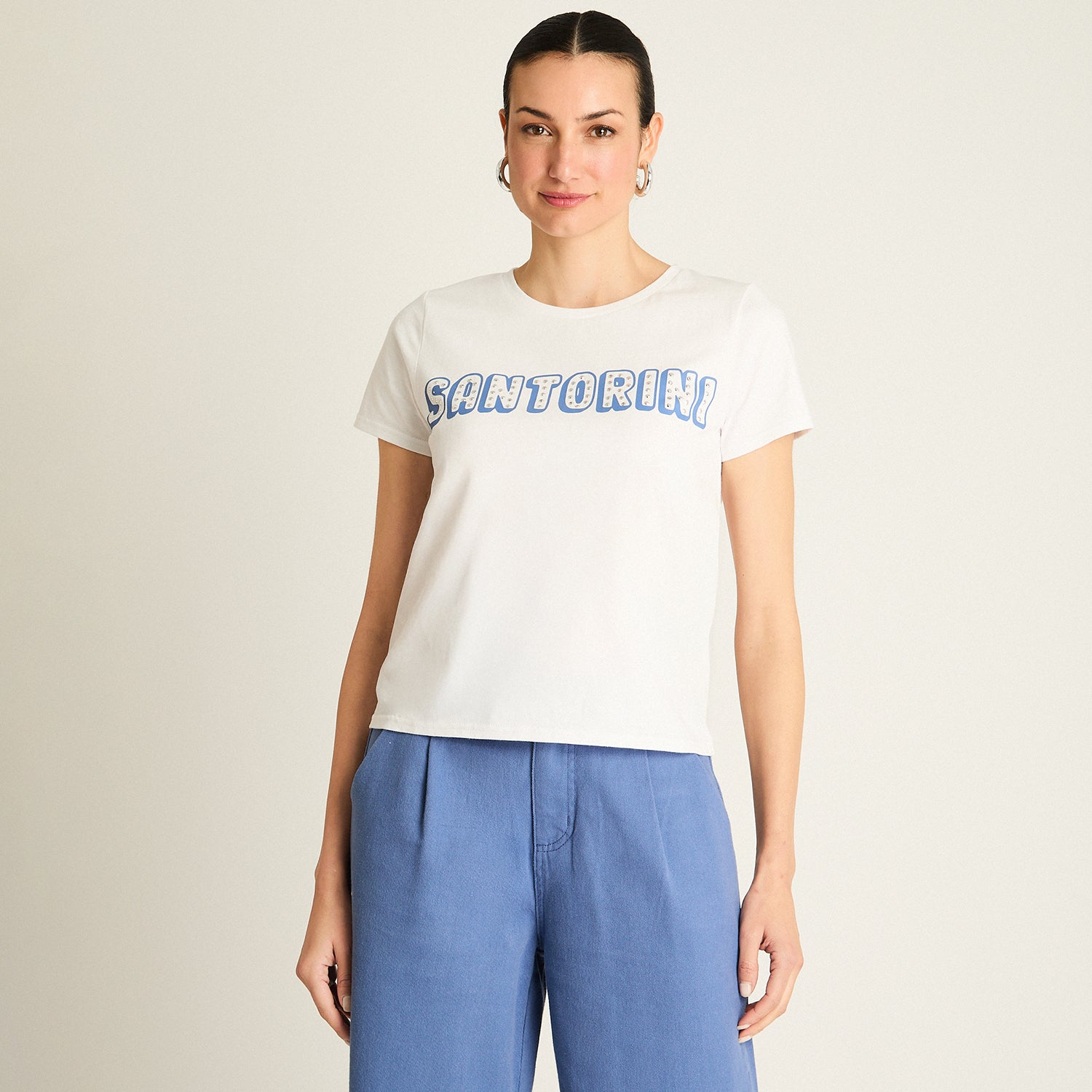 Polera Blanco Estampado Santorini