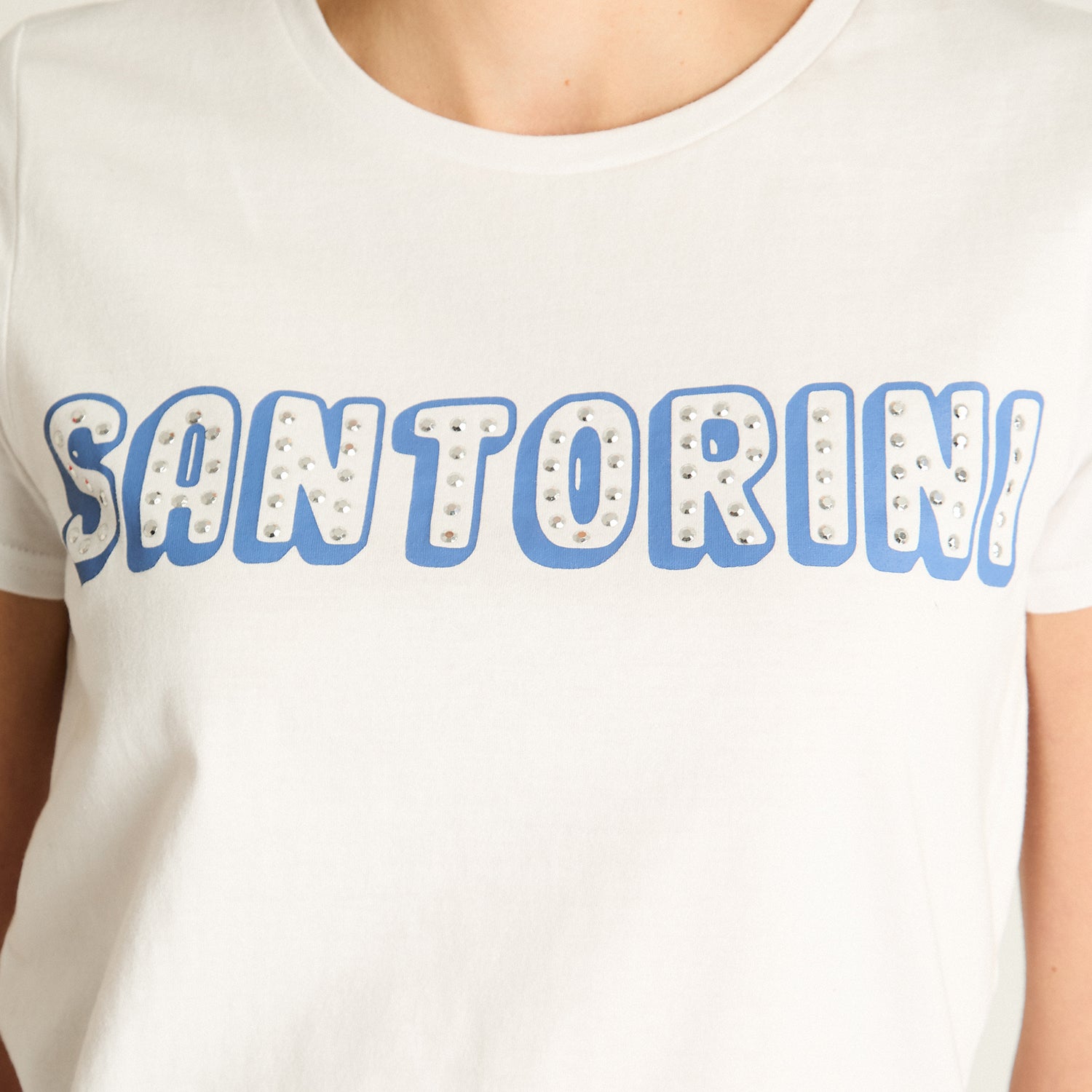 Polera Blanco Estampado Santorini