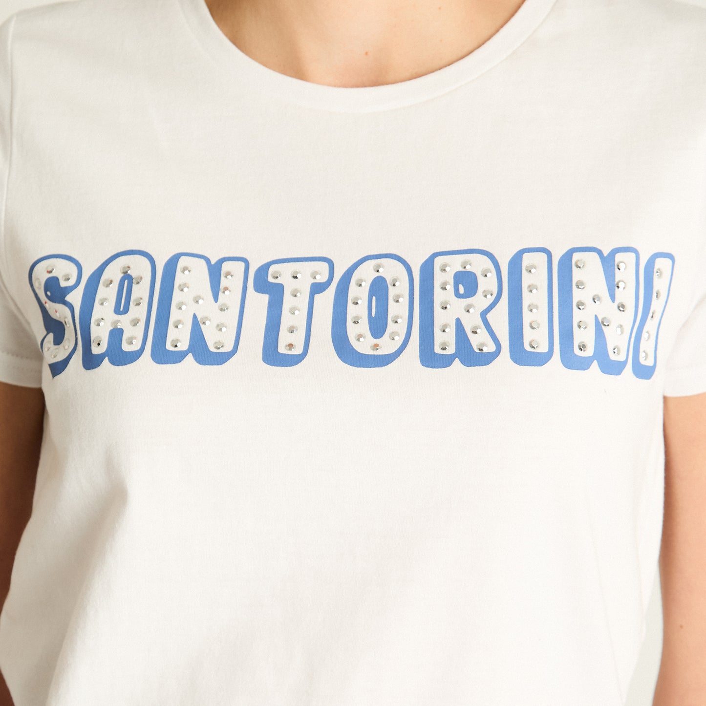 Polera Blanco Estampado Santorini