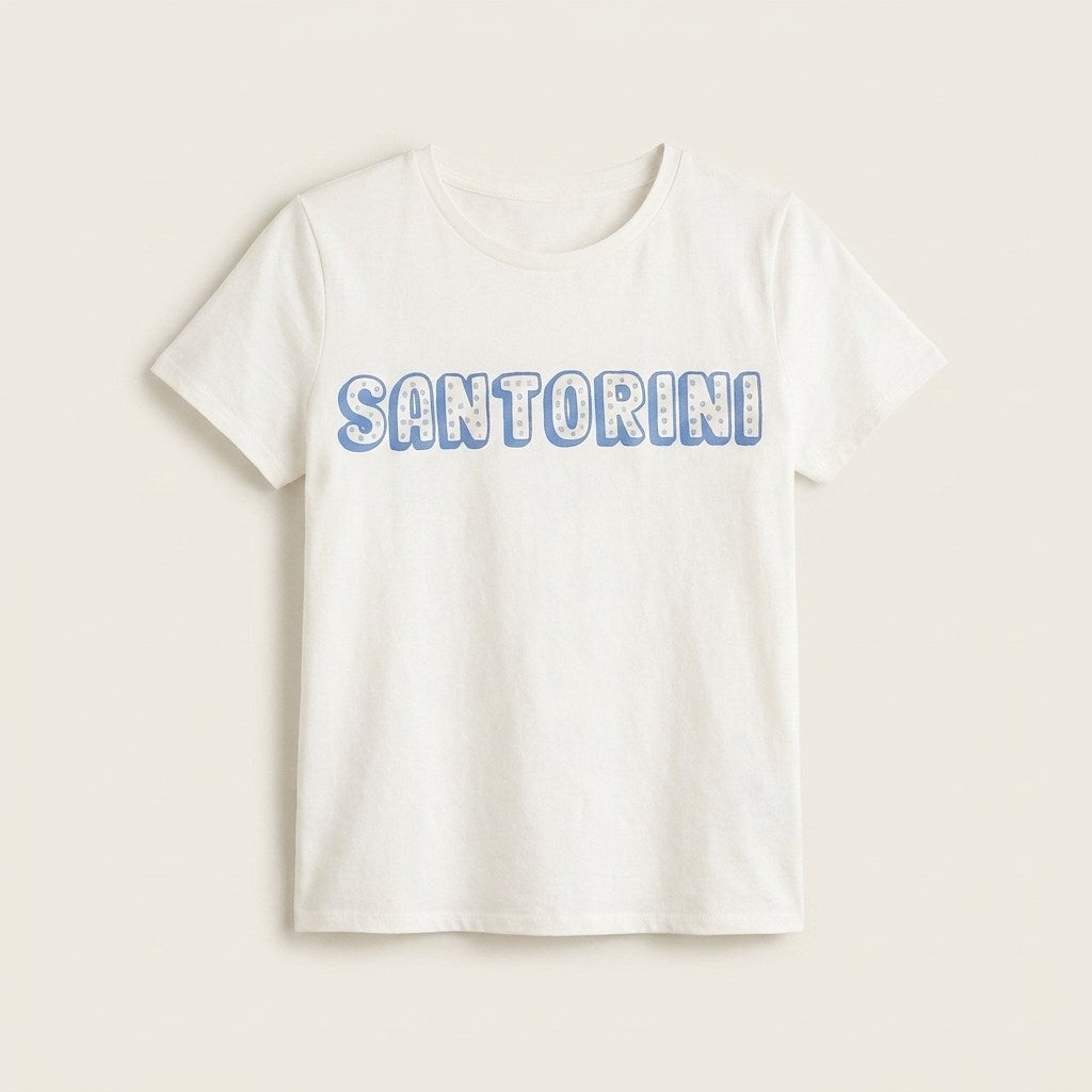 Polera Blanco Estampado Santorini en plano