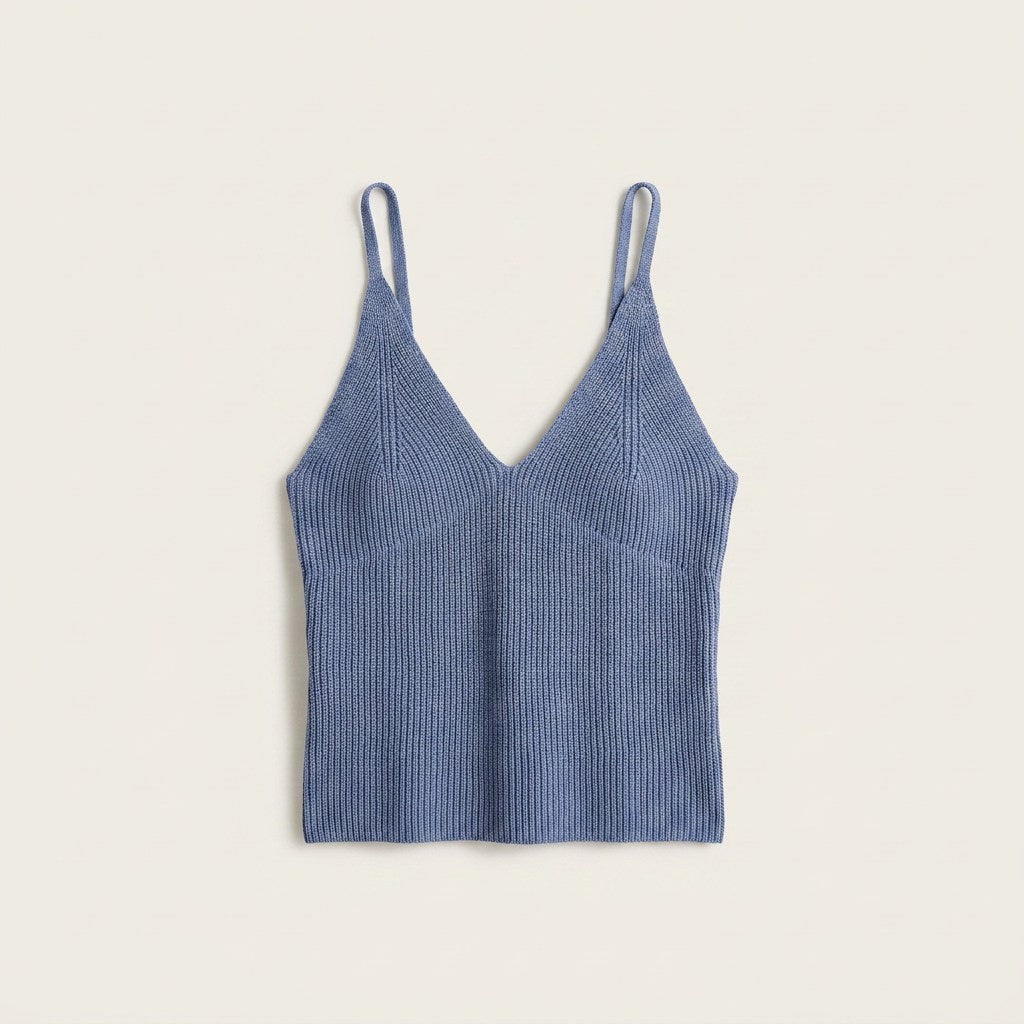 Polera Azul Breteles finos en plano