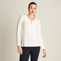 Polera Crudo Manga Larga Elasticidad Media Sin Forro Calce Normal Tela Punto