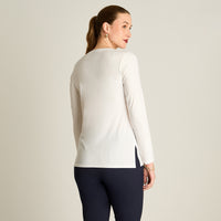 Polera Crudo Manga Larga Elasticidad Media Sin Forro Calce Normal Tela Punto