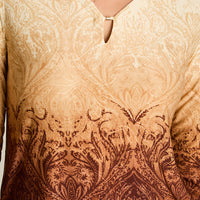 Polera Beige Manga Larga Elasticidad Media Sin Forro Calce Normal Tela Punto