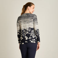 Polera Azul Manga Larga Elasticidad Media Sin Forro Calce Normal Tela Punto