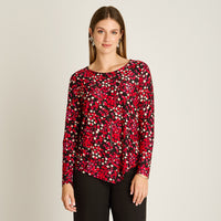 Polera Rojo Manga Larga Elasticidad Media Sin Forro Calce Normal Tela Punto