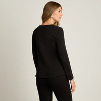 Polera Negro Manga Larga Elasticidad Media Sin Forro Calce Normal Tela Punto