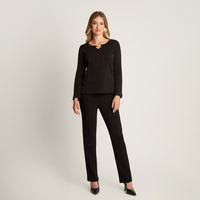 Polera Negro Manga Larga Elasticidad Media Sin Forro Calce Normal Tela Punto