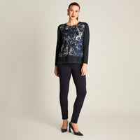 Polera Azul Manga Larga Elasticidad Media Sin Forro Calce Normal Tela Punto