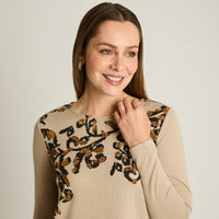 Polera Arena Manga Larga Elasticidad Media Sin Forro Calce Normal Tela Camant