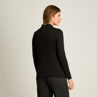 Polera Negro Manga Larga Elasticidad Media Sin Forro Calce Normal Tela Camant