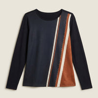 Polera Azul Manga Larga Elasticidad Media Sin Forro Calce Normal Tela Camant en plano