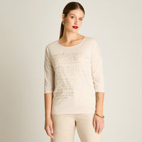 Polera Arena Manga 3/4 Elasticidad Media Sin Forro Calce Normal Tela Punto