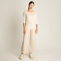 Polera Arena Manga 3/4 Elasticidad Media Sin Forro Calce Normal Tela Punto