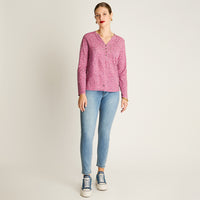 Polera Morado Manga Larga Elasticidad Media Sin Forro Calce Normal Tela Punto