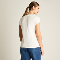 Polera Blanco Manga Corta Elasticidad Media Sin Forro Calce Normal Tela Punto Y Plano