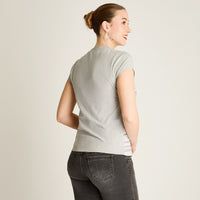 Polera Gris Manga Corta Elasticidad Media Sin Forro Calce Normal Tela Punto Y Plano