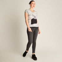 Polera Gris Manga Corta Elasticidad Media Sin Forro Calce Normal Tela Punto Y Plano