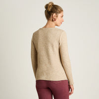 Polera Beige Manga Larga Elasticidad Media Sin Forro Calce Normal Tela Camant