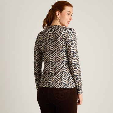 Polera Azul Manga Larga Elasticidad Media Sin Forro Calce Normal Tela Punto