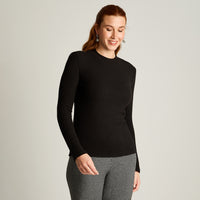 Polera Negro Manga Larga Elasticidad Media Sin Forro Calce Normal Tela Punto