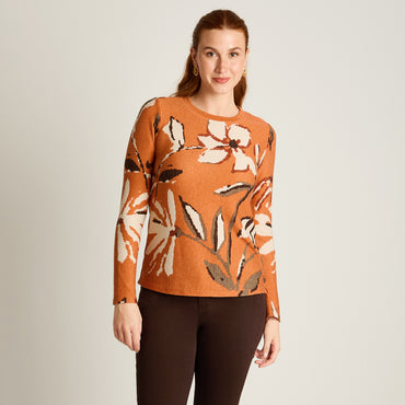 Polera Terracota Manga Larga Elasticidad Media Sin Forro Calce Normal Tela Camant