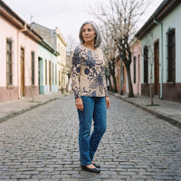 Polera Beige Lanilla Gruesa Manga Larga Estampada lifestyle