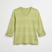 Polera Manga Larga Lisa con Botones en Hombro Verde en plano