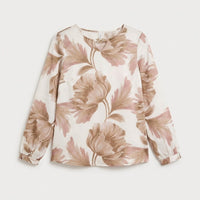 Polera Mix Fabric Print Frontal Beige en plano