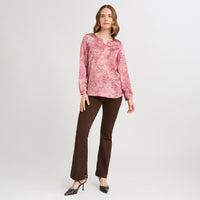 Polera Mix Fabric Print Frontal Rosado