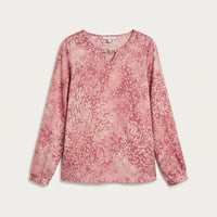 Polera Mix Fabric Print Frontal Rosado en plano