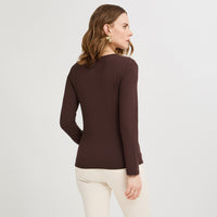 Polera Escote Redondo Lisa Básica Café