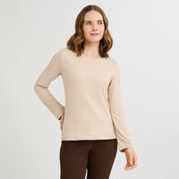 Polera Escote Redondo Lisa Básica Beige