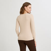 Polera Escote Redondo Lisa Básica Beige