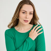 Polera Escote Redondo Lisa Básica Verde