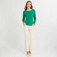 Polera Escote Redondo Lisa Básica Verde