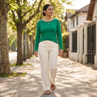 Polera Escote Redondo Lisa Básica Verde lifestyle