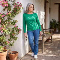 Polera Escote Redondo Lisa Básica Verde lifestyle
