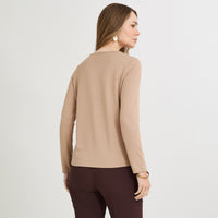 Polera Lanilla Bloqus de Color con Strass Café