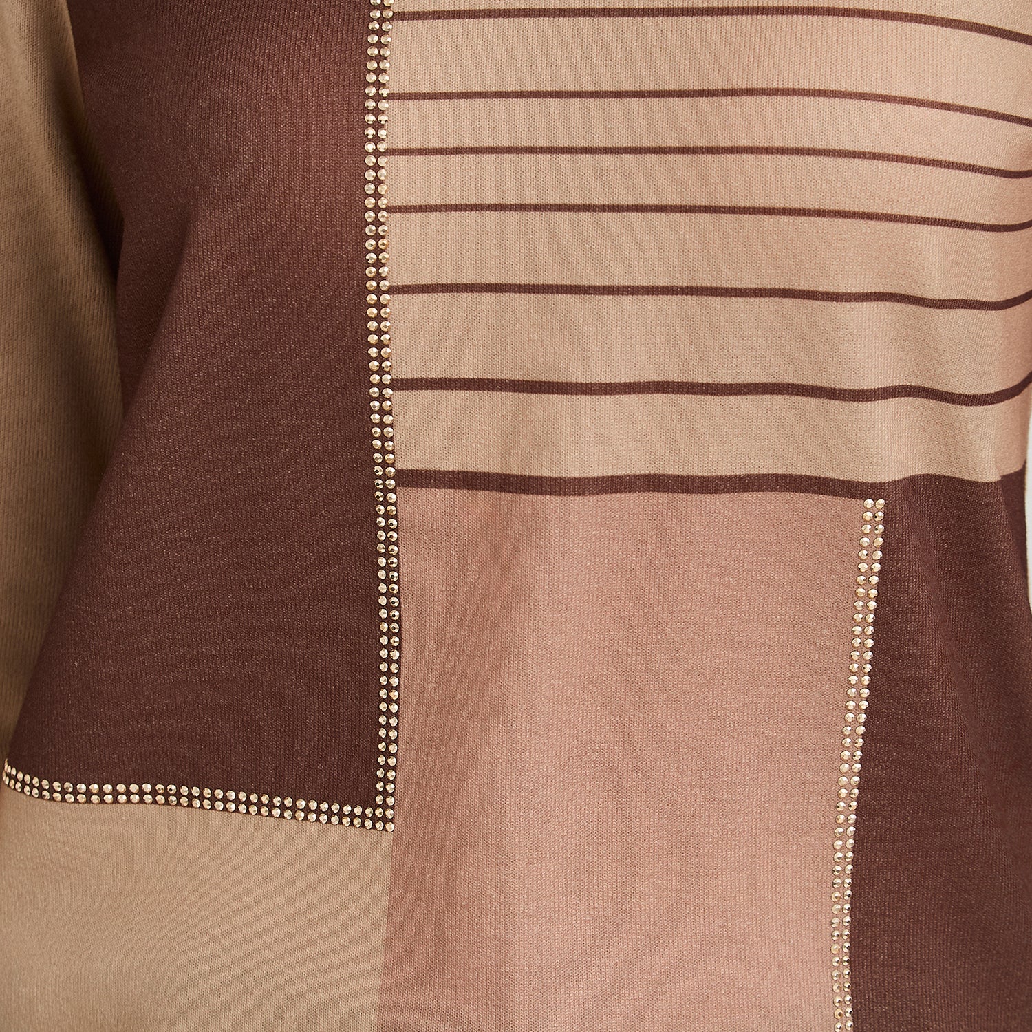 Polera Lanilla Bloqus de Color con Strass Café