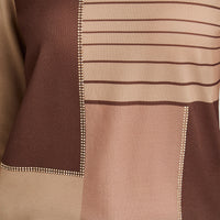 Polera Lanilla Bloqus de Color con Strass Café