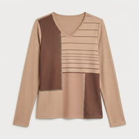 Polera Lanilla Bloques de Color con Strass Café en plano