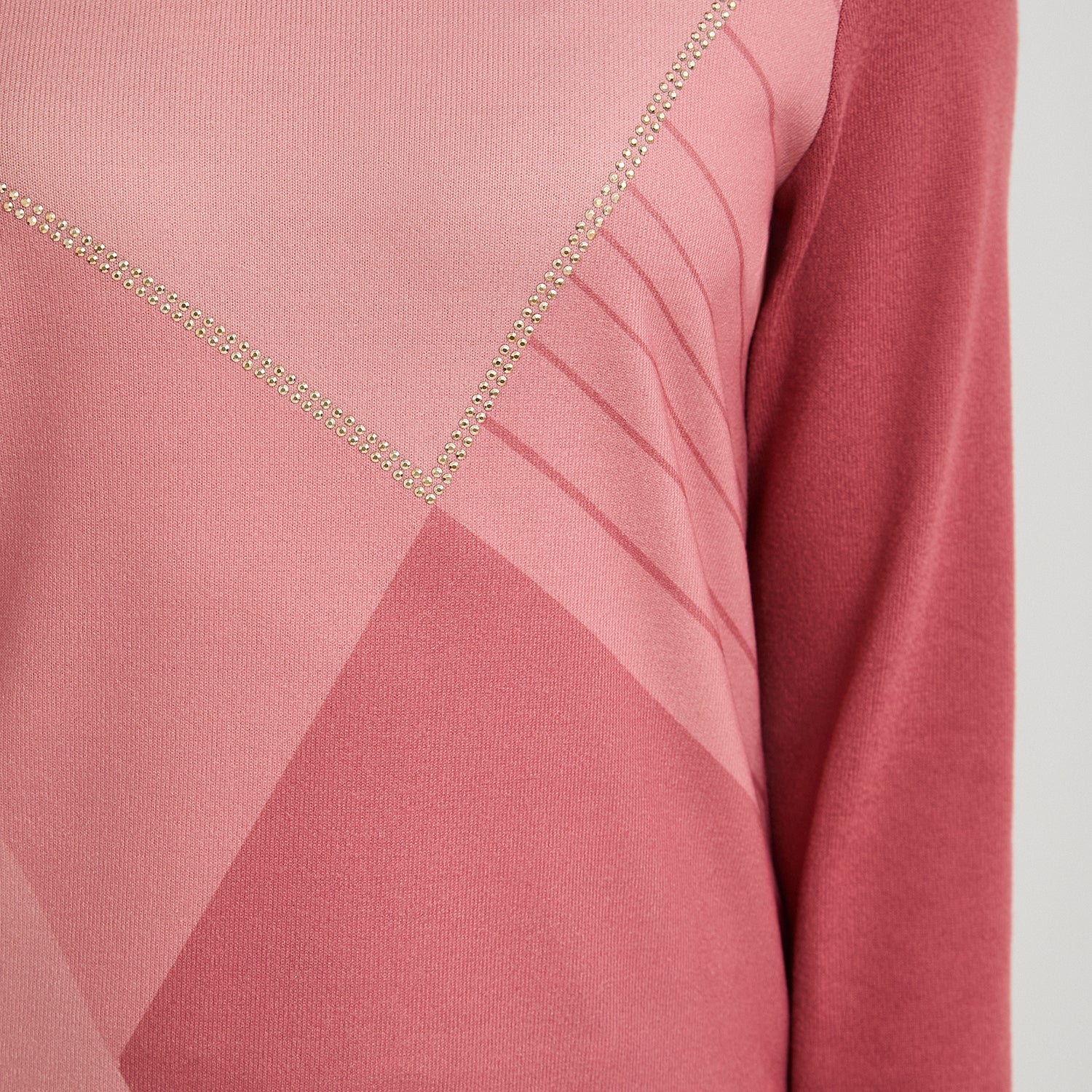 Polera Lanilla Bloqus de Color con Strass Rosado