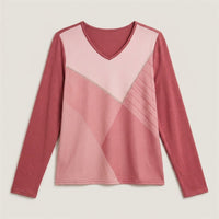 Polera Lanilla Bloques de Color con Strass Rosado en plano