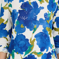 Polera Lanilla Estampada con Aplicación de Lentejuelas Azul